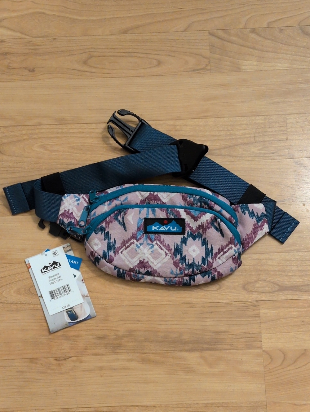 Kavu Pink & Teal Aztec Belt Bag